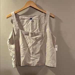 Old Navy Beige Linen Blend Square-Neck Tank